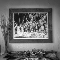 Ferienwohnung: Bild auf Canvas Leinen hinter Altholzrahmen 60 x 80